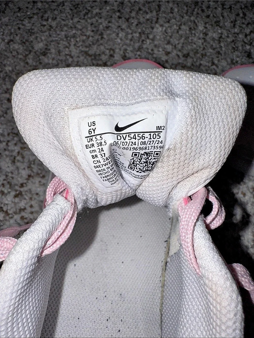 Nike Court Borough Low Recraft Pink & White Sneakers Girls US 6Y